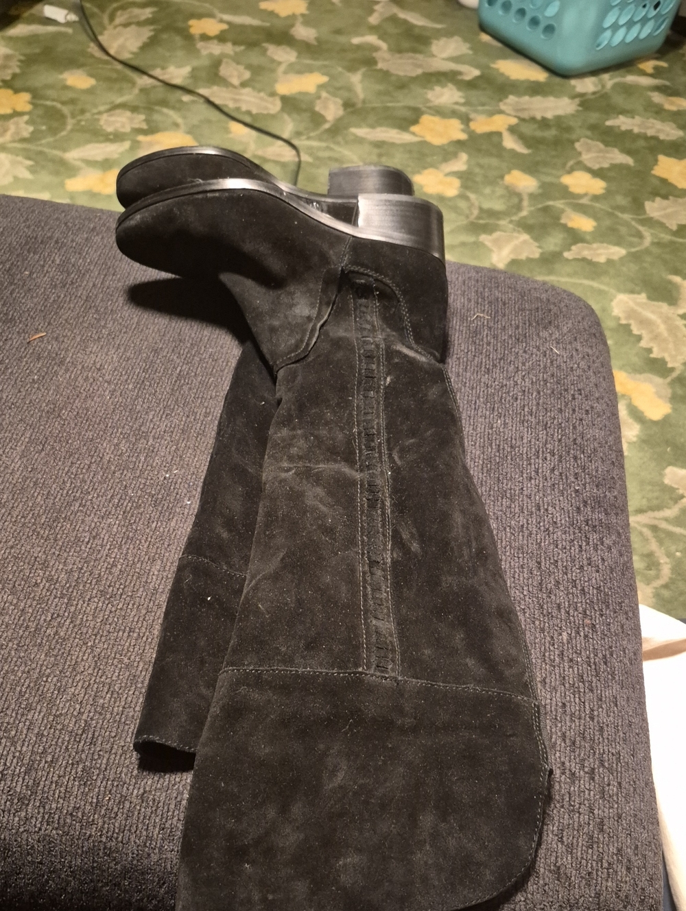 Vince Camuto Black Suede Knee-High Heeled Boots
